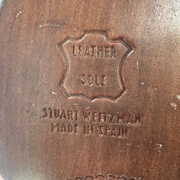 Stuart Weitzman Dark Grey Charcoal Suede Pumps Block Heel 8 Leather Square Toe - Picture 10 of 11